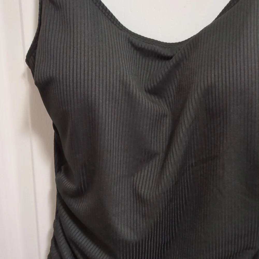 Black Ribbed Tummy Control Swim dress Size Large - Picture 4 of 7